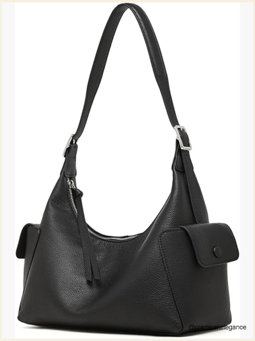 Genuine Leather Hobo Bag with Crossbody Strap